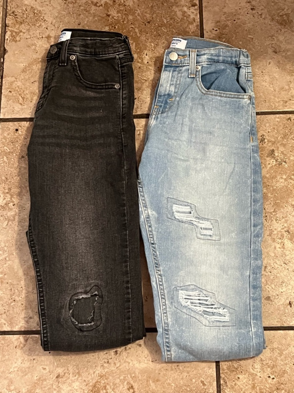 Bundle: 2 pair of Levi's Big Boys Jeans- Light Blue & Black